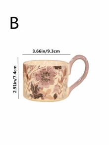 1 件优雅陶瓷杯，优质花艺水杯，办公室咖啡杯，牛奶杯，燕麦杯，复古绘画风格，创意早餐杯，下午茶杯，高端咖啡厅杯子 - 彩色 - 查看 7