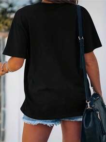 Women'S Casual Short-Sleeve Round Neck T-Shirt - Made From Soft And Stretchy Fabric, Featuring A Colorful 'I Love You Mom' Print With Palm Trees And Stars Design - Machine Washable, Comfortable For All Seasons, Loose Fit, A Statement Shirt - 白色 - 查看 7