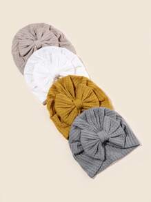 Newborn Baby Waffle Bow Headband Hat Set, Cute Turban Headwrap Cap For Infant