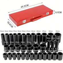 Impact Sockets Set 35 Pcs Impact 6 Point Socket Set 1/2 Inch Socket Spindle Axle Nut Garage Workshop Auto Truck Repair Manual Tool - Variant1 - View 5