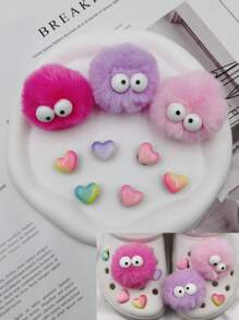 5/9/12pcs Cute Multi-Color Faux Fur Pom Poms With 3D Accessories, DIY Shoe Charms Decorations, Shoe Charm, Add Color To Shoes, Perfect For Parties, Holidays, Lovely Gift - Multicolor - View 16