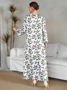 2025 New Arrival Green Print Arabic Style Dress For Women,Modest - Green - View 2