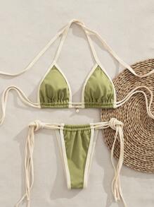 女士新品 欧美风分体比基尼套装 - 綠色 - 查看 2