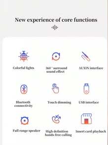 Premium 7-Color Tap Lamp Bluetooth Speaker, Handheld Touch Control TF Card Slot Speaker, High Quality Rechargeable Bass Booster Large Volume Tap Lamp Bluetooth Speaker