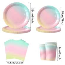 10pcs Rainbow Party Decorations Pastel Rainbow And Gold Paper Plates Napkins Dinnerware For Pastel Rainbow Birthday Party Bridal Shower Picnic And Other Party Supplies - Multicolor - View 2