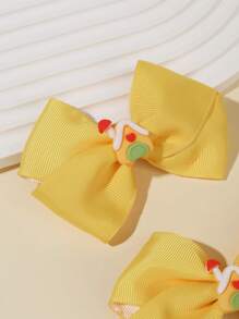 2pcs/Pack Cute Yellow Tiny House Decor Bow Hair Clips, Girls Hair Accessories