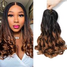 Ginger French Curl Braiding Hair 12 Inch 1 Pack Curly Braiding Hair Curly End Braids Crochet Hair Extensions 50g/Pack Pre Stretched Braiding Hair Bouncy Loose Wavy Synthetic Hair For Halloween - Multicolor - View 13