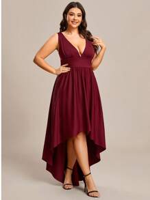 EVER-PRETTY Abito da damigella d'onore elegante oversize a vita alta, senza maniche e vita alta