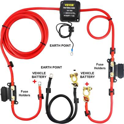 Dual Battery Isolation Kit, 6m 12V, Auto Split Charge Relay System With 140AMP VSR, Fits RVs, Marine Crafts, Cars, Trucks, Caravans, Campers, Yachts, ATVs, UTVs, And Boats Workshop