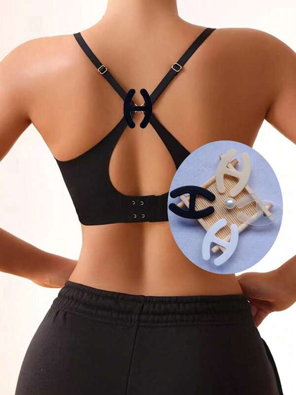 4pcs/set H Shape & G Shape Invisible Bra Clasp, Cross Bra Straps Buckle Anti-slip Elastic Straps