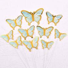 40Pcs Butterfly Cupcake Topper Pink Purple Gold, Lively 3D Butterflies For Cake Decor Birthday Anniversary Wedding Women Party Wall Food Decorations,Mixed Size