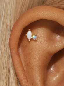 1PC 925 Sterling Silver Opal Marquise Water Drop Flat Back Cartilage Tassel Helix Piercing Fine Jewelry For Daily Wear Wedding Party Engagement Anniversary Valentine's Day