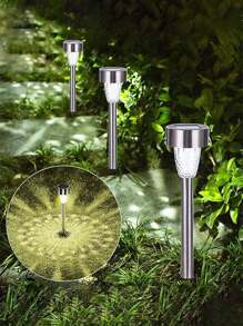 12/10/5Pcs T55 Solar-Powered Stainless Steel Lawn Lights, Outdoor Waterproof LED Ground Lights, Garden Atmosphere Decorative Landscape Lights, Suitable For Halloween Thanksgiving Home Decor Yard Path Decor, Party Decorative Lights, Festival Path Lighting, Family Gathering Events, Travel Camping