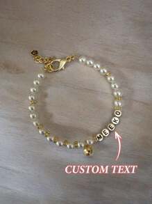 个性化珍珠宠物项圈项链优雅宠物珠宝精美珍珠狗项圈带名字串珠猫项圈铃铛闪亮宠物配饰