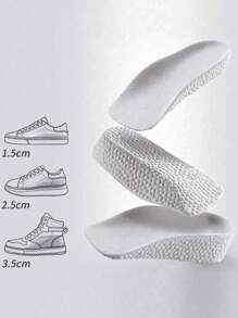 1 Pair Unisex Invisible Cushioned Insoles With Height Increase, Comfortable & Non-Fatiguing, Suitable For Sports Shoes, Casual Shoes, Sneakers, High-Top Shoes, Boots, Etc. - White - View 3