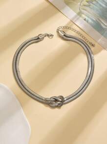 1pc Colar de corrente de cobra simples e versátil, design de metal, joias da moda para mulheres, adequado para uso diário, passeios e reuniões