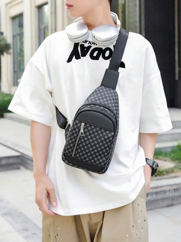 High-Quality Water-Resistant Durable Chest Bag Men Fashion Casual PU Leather Waterproof Crossbody Bag Chest Pouch, Suitable For Teens Summer Casual Outdoor Athletic Or Vacation Travel Or Graduation Gifts Or Birthday Dress Accessories