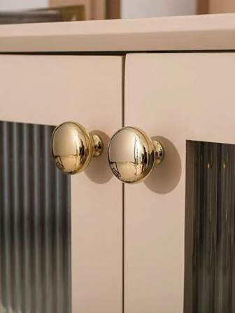 10 件金色橱柜抽屉单孔把手，适用于橱柜、抽屉、衣柜、碗橱、梳妆台、鞋柜，反光效果，电镀工艺，金属材质，免费提供螺丝