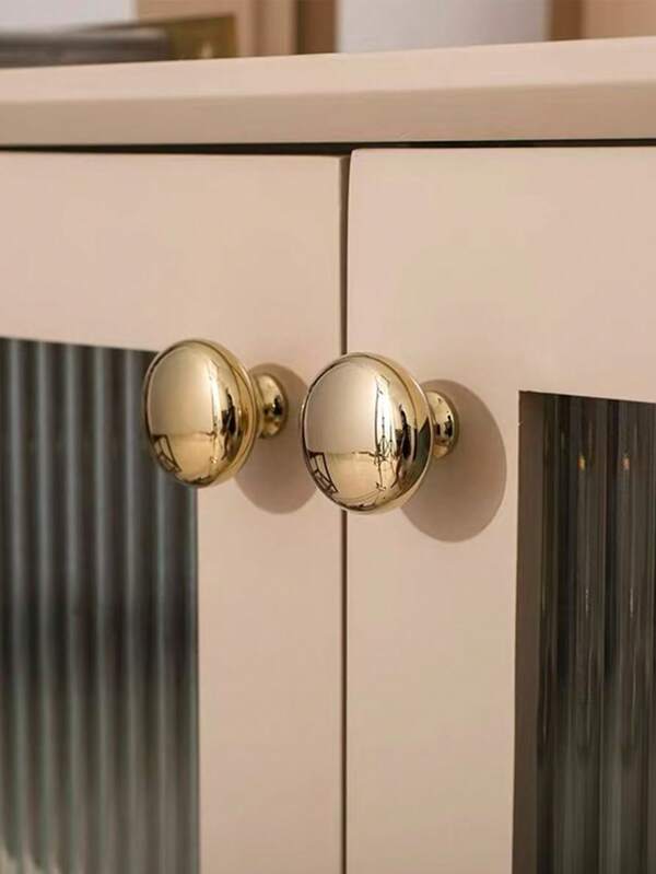 10pcs Golden Cabinet Drawer Single Hole Handles, Suitable For Cabinet, Drawers, Wardrobe, Cupboard, Vanity, Shoe Cabinet, Reflective Effect, Electroplated Craft, Metal Material, Screws Included Free Of Charge