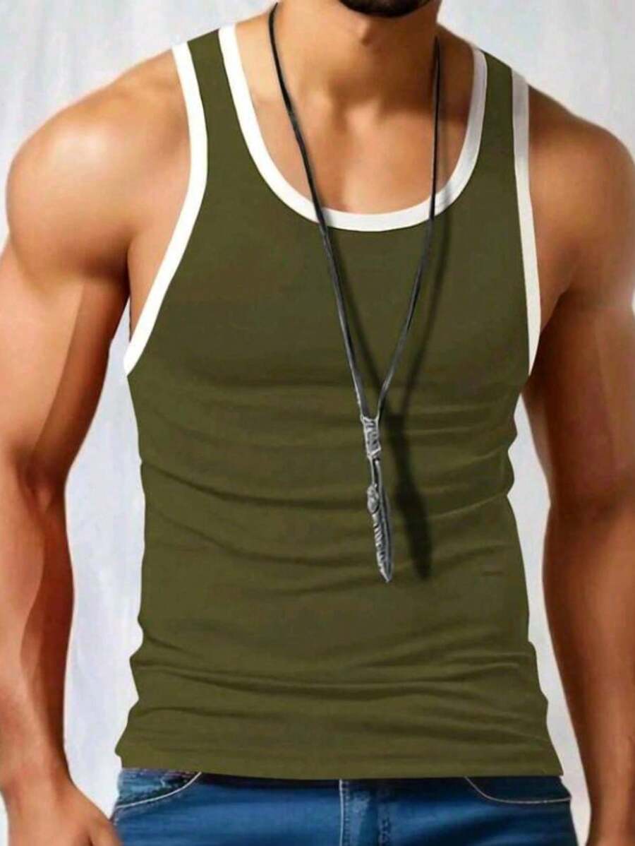 PREMIUM MEN'S AMERICAN RIBBED TANK TOP - màu xanh lá - Xem 1