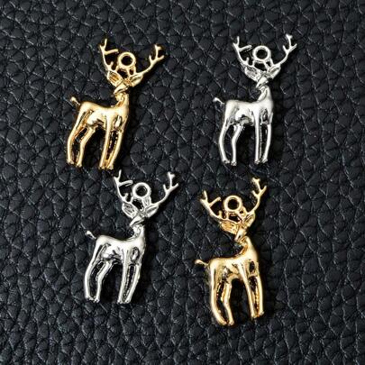10pcs Vintage Plated Alloy Christmas Accessories Animal Pendant, Deer & Reindeer Charms For DIY Jewelry Making, Keychain, Earring, Bracelet, Necklace