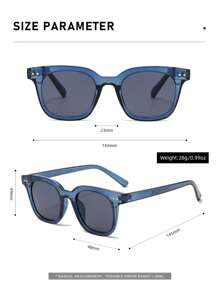 1 Pair Unisex Square Frame Casual Versatile Tinted Transparent Blue Decor Eyeglasses, Suitable For Everyday Use