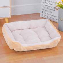 1pc Square Pet Bed, Soft Short Plush Material With Non-Slip Bottom, Suitable For Small-Medium Cats And Dogs, All Seasons