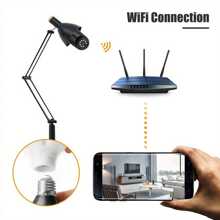 Cámara de seguridad con bombilla inalámbrica 1080P inalámbrica panorámica de 360 grados cámara de monitoreo de bombilla para el hogar de alta definición inteligente 1080P cámara de monitoreo de mascotas WiFi de alta definición, función de detección de movimiento de visión nocturna de audio bidireccional control de aplicación - Multicolor - Ver 11