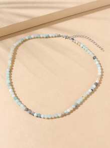 1 件优雅天然石串珠项链，适合女性日常、派对、度假穿着 - 天然石颜色、尺寸和形状略有变化属于正常现象