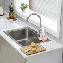 Silicone Bathroom Soap Dishes With Drain Spout-Bathroom And Kitchen Sink Organizer,Sponge Holder,Dish Soap Tray,Perfect For Dispenser,Scrubber,Bottle,Cup On Sink Or Counter-Coffee 4.9"*3.2" - 粉色 - 查看 2