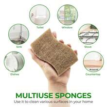 24-Pack Natuurlijke Keuken Sponzen - Composteerbare Cellulose En Kokosnoot Scrubber Sponzen - Snel Drogende Afwas Sponzen