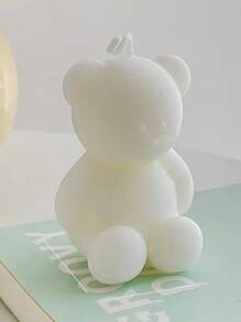 1pc Bear Shape Aromatherapy Candle Diy Craft With Slight Color Difference Due To Handmade Production,Room Decor,Gifts Birthday Graduation - White - View 7