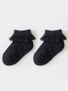 1 Pair Baby Girls Soft Comfortable Lace Trim Princess Socks, Breathable Mesh Thin Stylish Socks, Versatile For Daily Wear, Spring/Summer