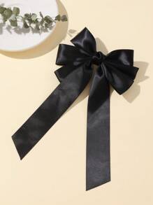 4pcs Fashion Minimalist Solid Color Bowknot Ribbon Hair Clips, Suitable For Women's Daily Wear