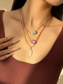 Naszyjnik z wisiorkiem w stylu vintage asymetryczny żwir