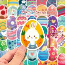 50 miếng dán trứng Phục sinh nhiều màu sắc - Thiết kế chú vịt hoạt hình dễ thương, miếng dán vinyl có thể tái sử dụng, thích hợp để trang trí DIY trên máy tính xách tay, bình nước, ốp điện thoại, hành lý, v.v. - Nhiều màu - Xem 3