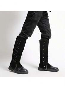 1 Pair Pirate Boot Covers, Medieval Renaissance Steampunk Style Boot Tops Suitable For Halloween Costume, Cosplay, Renaissance Faire - Black a - View 1