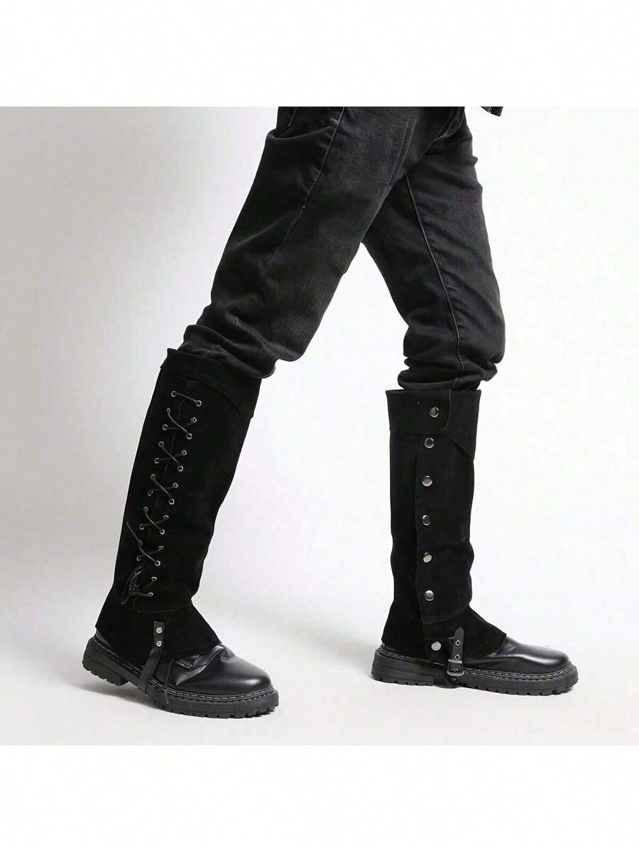 1 Pair Pirate Boot Covers, Medieval Renaissance Steampunk Style Boot Tops Suitable For Halloween Costume, Cosplay, Renaissance Faire - Black a - View 1