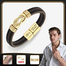 1PC Father's Day Exclusive Golden Knot Bracelet Gift For Dad, Exuding Sophistication And Style, Elegant Gift For Son Back-To-School Season - Gold - View 9
