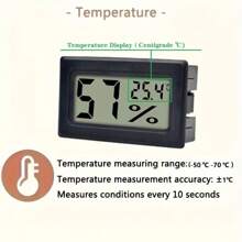5 Pack Mini Small Digital Electronic Temperature Humidity Meters Gauge Indoor Thermometer Hygrometer LCD Display Fahrenheit(℉) For Humidors, Greenhouse, Garden - 黑色 - 查看 2