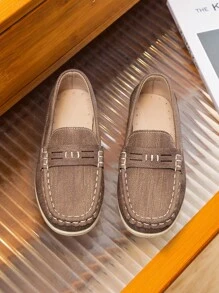 1 Pair Kids Rubber Flat Shoes, Toddler Boys Casual Moccasin Shoes, Classic Fashion Comfortable Soft Non-Slip Slip-On Flat Shoes - Brown - View 5