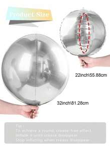 1/3/5 个 4D 银箔气球，尺寸 18 英寸/22 英寸/32 英寸，漂浮，氦气填充，适用于银色主题、生日派对、派对装饰、单身派对、订婚、婚礼、新娘主题、新年、情人节浪漫氛围、派对用品、父亲节、母亲节 - 銀色 - 查看 2