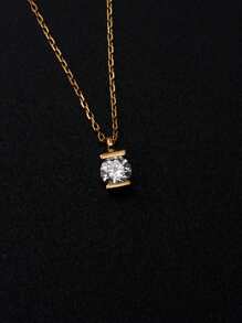 1 pieza Collar con colgante de circonita cúbica creativa de plata de ley 925, elegante para uso diario de mujeres, joyería nupcial, festivales, regalo de fiesta