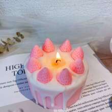 1 pieza Vela aromática rosa con diseño de fresa, regalo cálido para cumpleaños, graduación, amigos, hogar, boda, decoración de cumpleaños, vela de cumpleaños, ornamentos, decoraciones