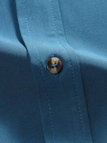 Men's Solid Color Business Casual Short Sleeve Shirt - Royal Blue - View 5