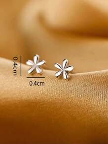 1 par de aretes minimalistas con diseño floral para mujer, moda