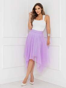 Elegance Polka Dot Tulle Midi Skirt Code 127 - Lila Púrpura - Ver 4
