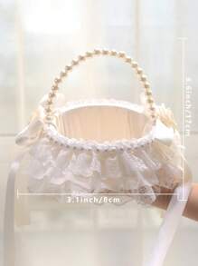 1PC Western Style Wedding Supplies Pearl Fabric Flower Girl Flower Basket Bridesmaid's Carrying Basket Wedding Hall Decoration