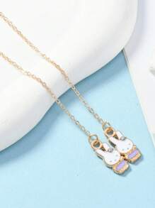 Lindo set de collares de aleación de zinc para mejor amiga/BFF - Colgante doble de conejito y mariposa colorida, único y encantador, gran regalo para el cumpleaños de la hija, celebración de club/fiesta