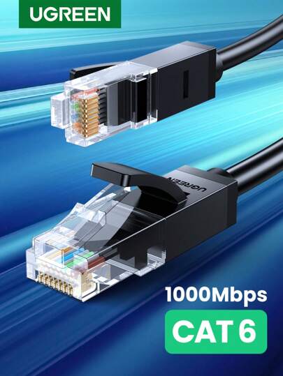 UGREEN 以太网跳线千兆 RJ45 网线 LAN 电缆连接器插头，兼容计算机、PC、路由器、调制解调器、打印机